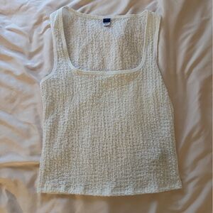 old navy white textured square neck tank top